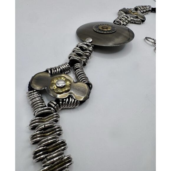 Vintage Mixed Metal Statement Belt Floral Medallion Wide Adjustable Korea main image 6
